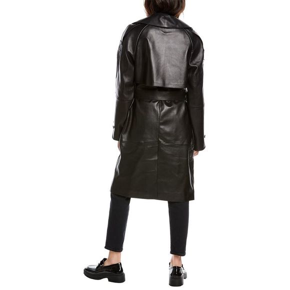 Mackage Womens  Trisha Leather Trench Coat, Black - Picture 3 of 5